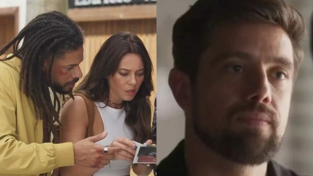Ítalo (Paulo Lessa), Pat (Paolla Oliveira) e Rômulo (Rafael Cardoso) de Cara e Coragem