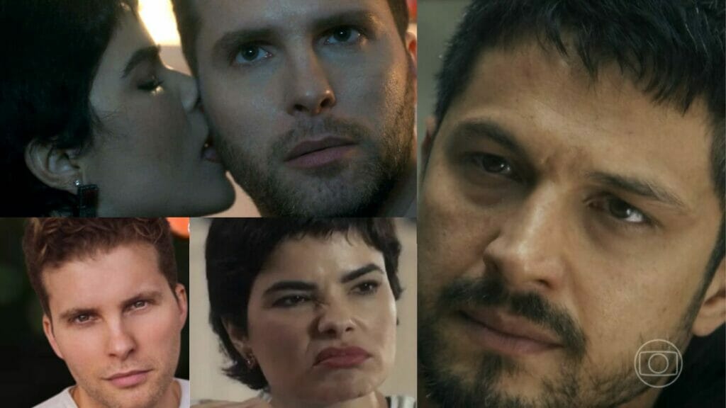 Leonor (Vanessa Giácomo), Caíque (Thiago Fragoso) e Oto (Rômulo Estrela) em Travessia