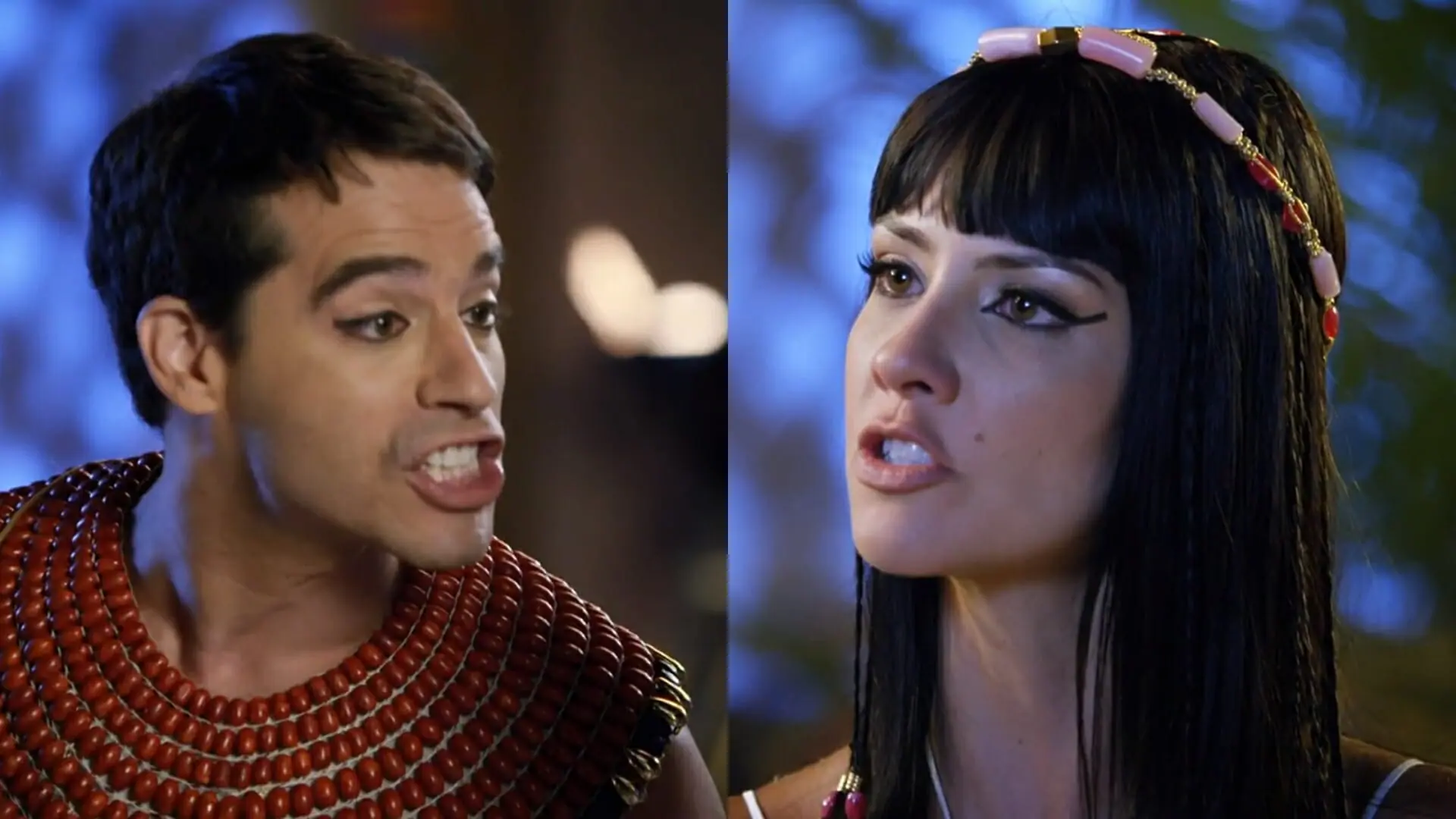Moisés (Guilherme Winter) e Nefertari (Camila Rodrigues) de Os Dez Mandamentos