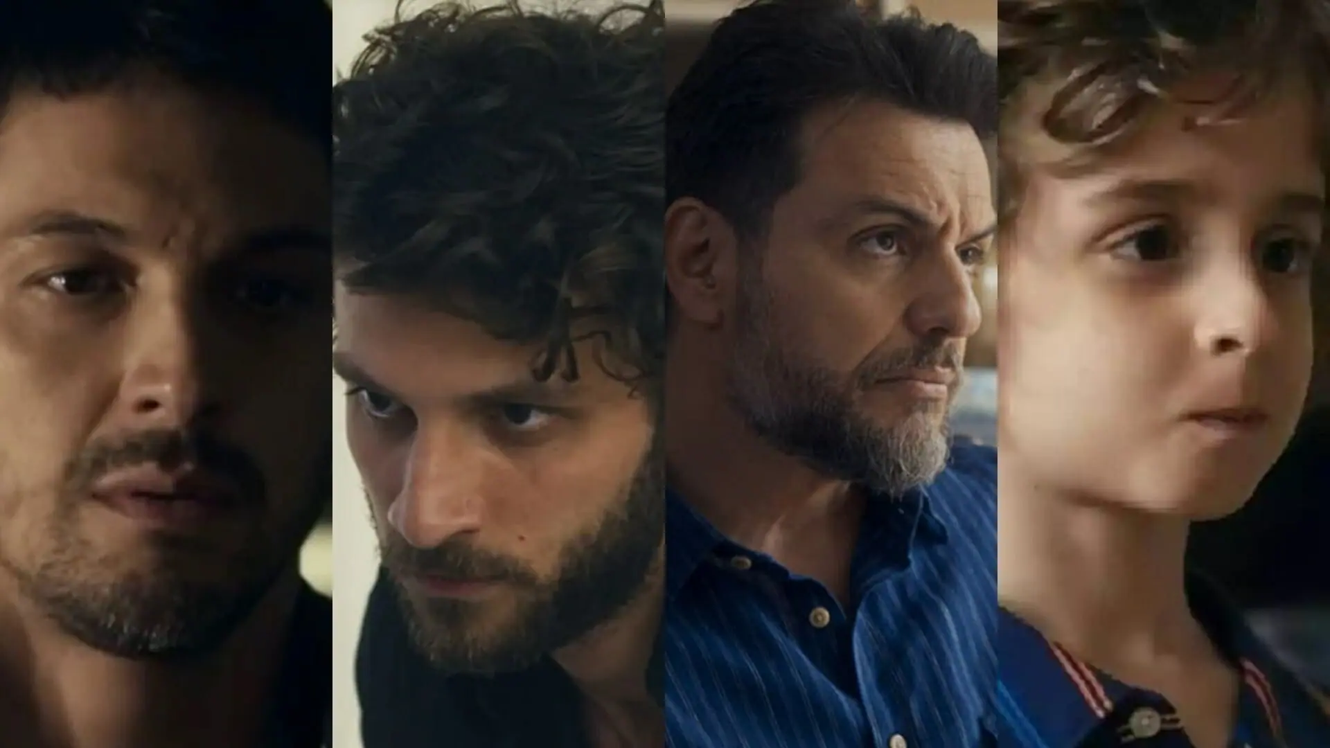 Oto (Romulo Estrela), Ari (Chay Suede), Moretti (Rodrigo Lombardi) e Tonho (Vicente Alvite) de Travessia