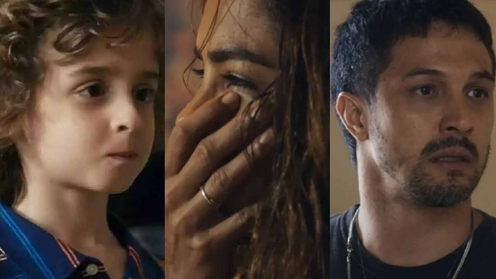 Tonho (Vicente Alvite), Brisa (Lucy Alves), e Oto (Romulo Estrela) de Travessia