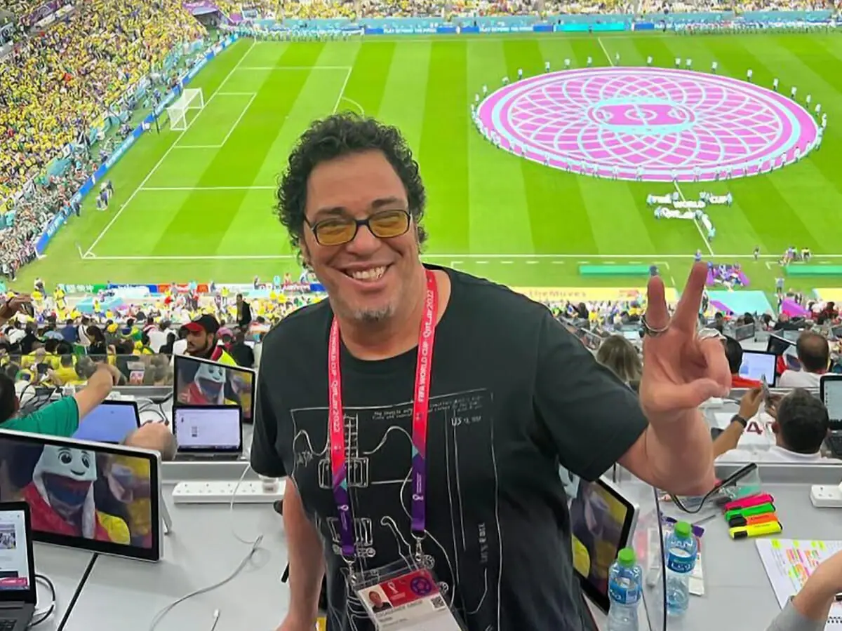 O ex-jogador e comentarista esportivo Walter Casagrande Jr. na Copa do Mundo do Catar