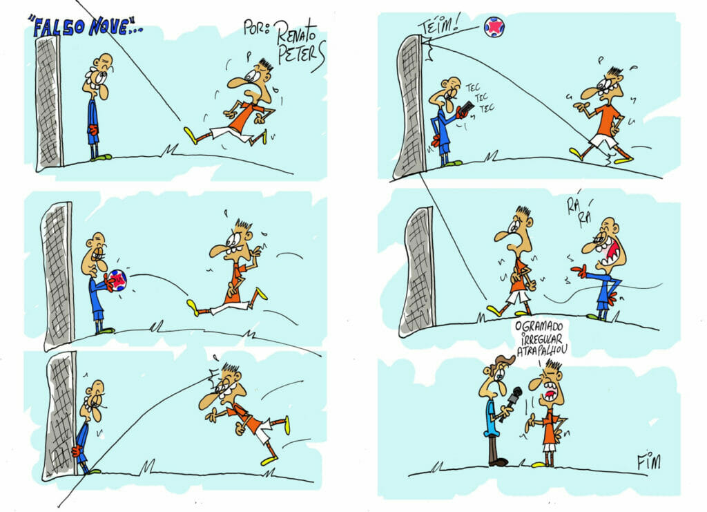 Charge "Falso Nove", de Renato Peters