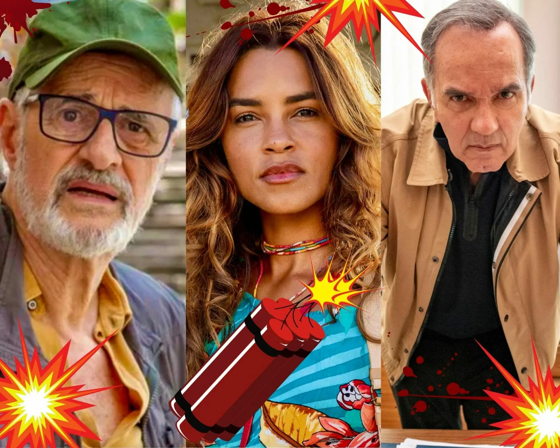 Dante (Marcos Caruso), Brisa (Lucy Alves) e Guerra (Humberto Martins) em Travessia