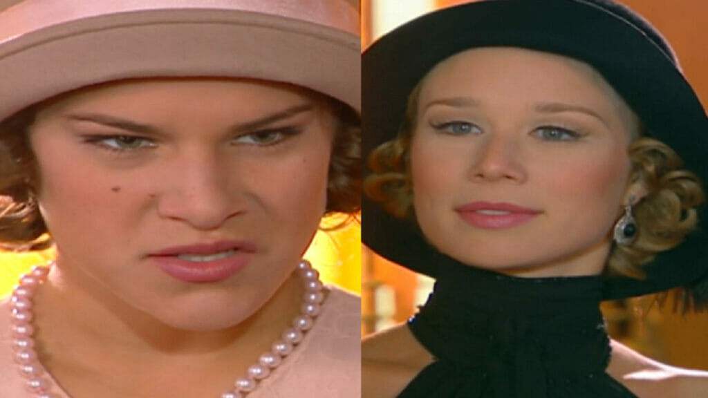 Olga (Priscila Fantin) e Ana Francisca (Mariana Ximenes) de Chocolate com Pimenta