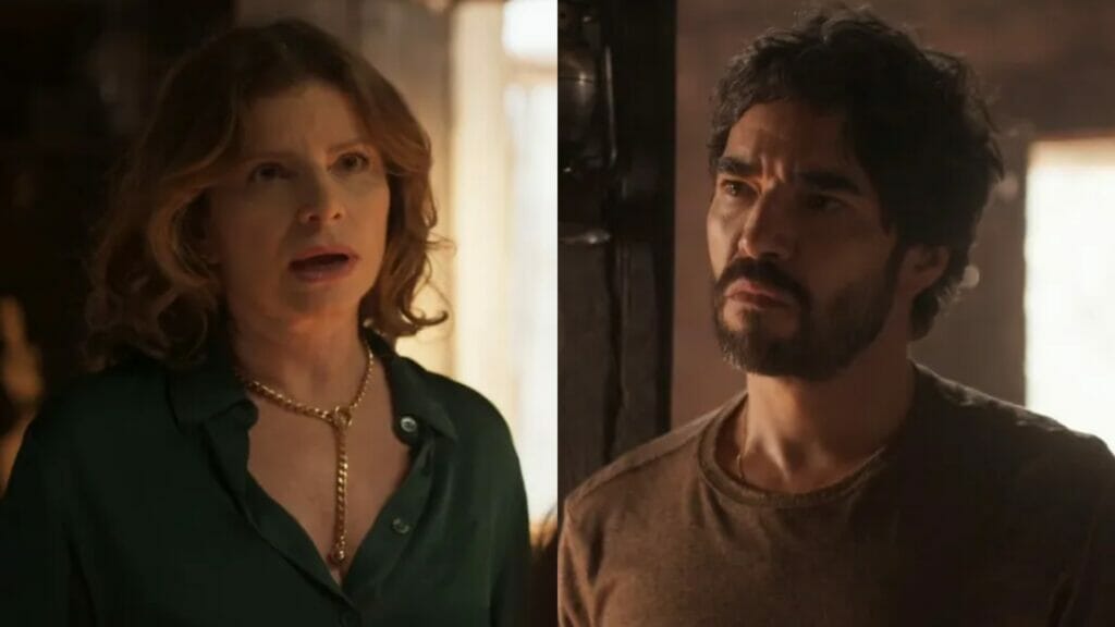 Deodora (Débora Bloch) e Pajeú (Caio Castro) de Mar do Sertão