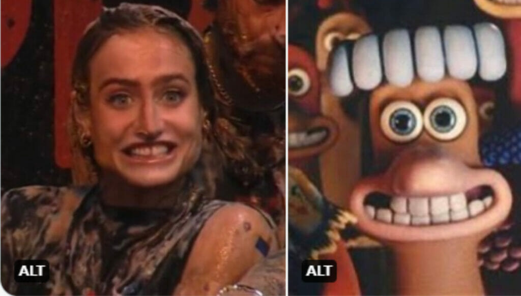 Bruna Griphão do BBB 23 é comparada a personagem 'Galinha' do filme 'A Fuga das Galinhas' (Reprodução: Twitter)