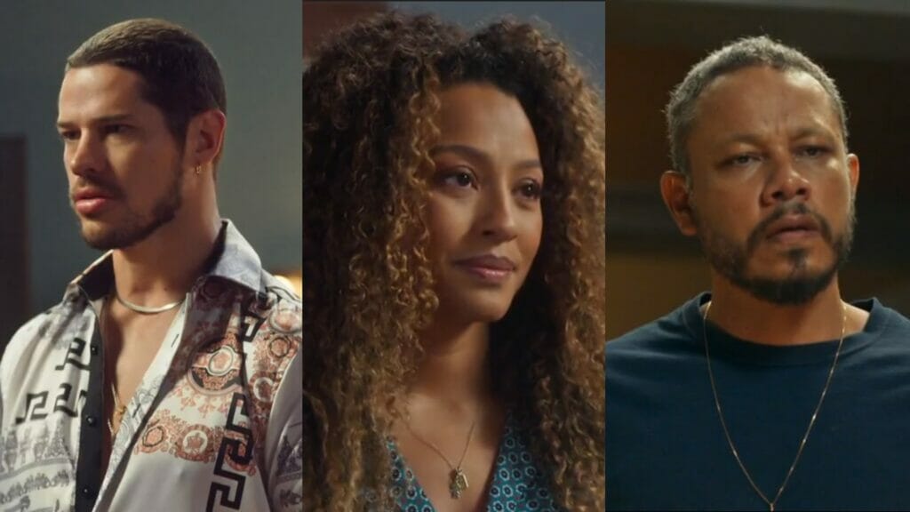 Lui (José Loreto), Sol (Sheron Menezzes) e Carlão (Che Moais) de Vai na Fé
