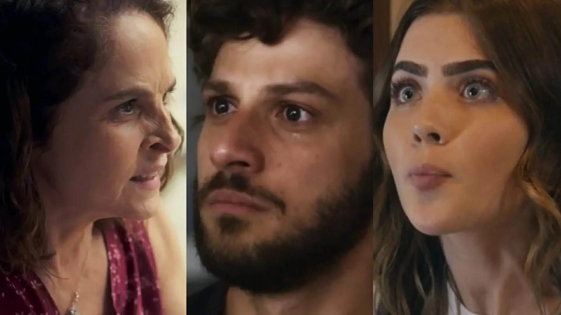 Núbia (Drica Moraes), Ari (Chay Suede) e Chiara (Jade Picon) de Travessia