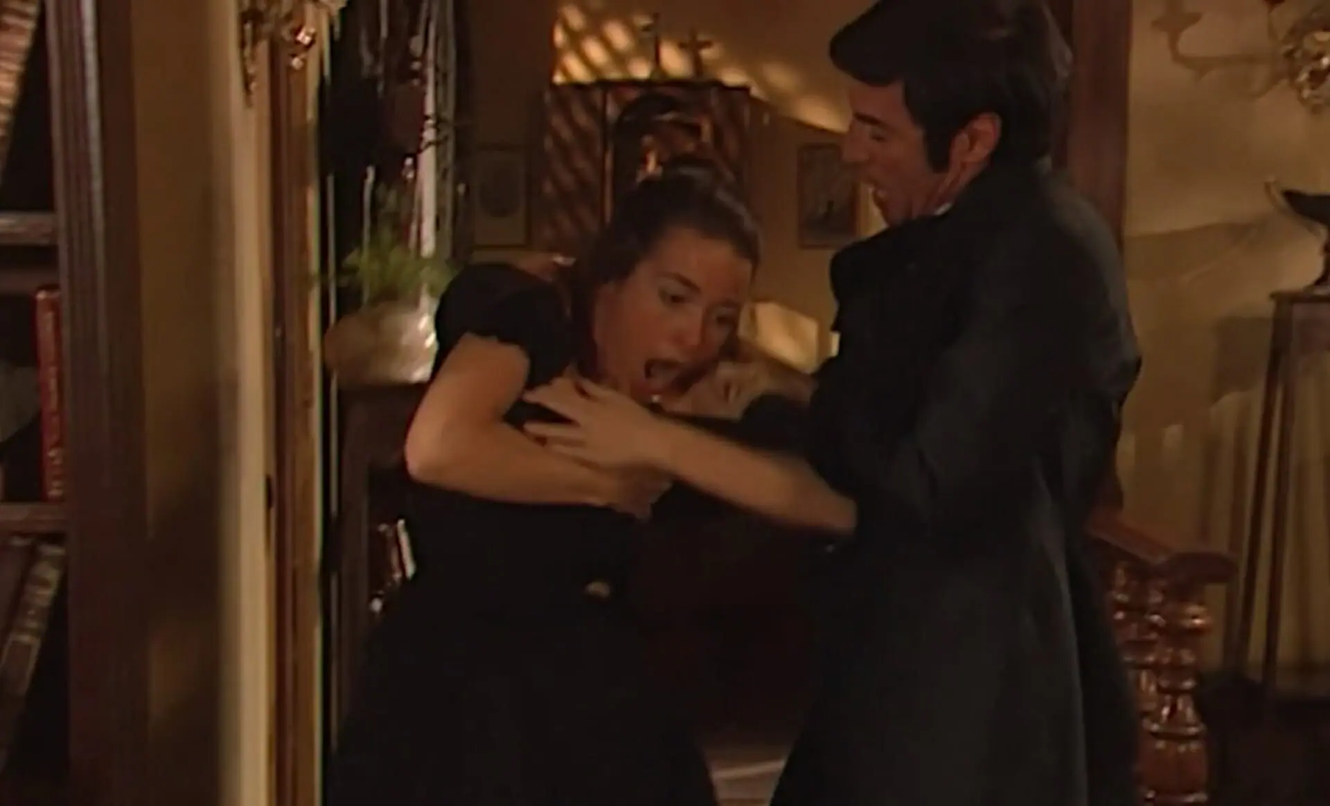 Olívia (Cláudia Abreu) e Higino Ventura (Paulo Betti) de Força de Um Desejo