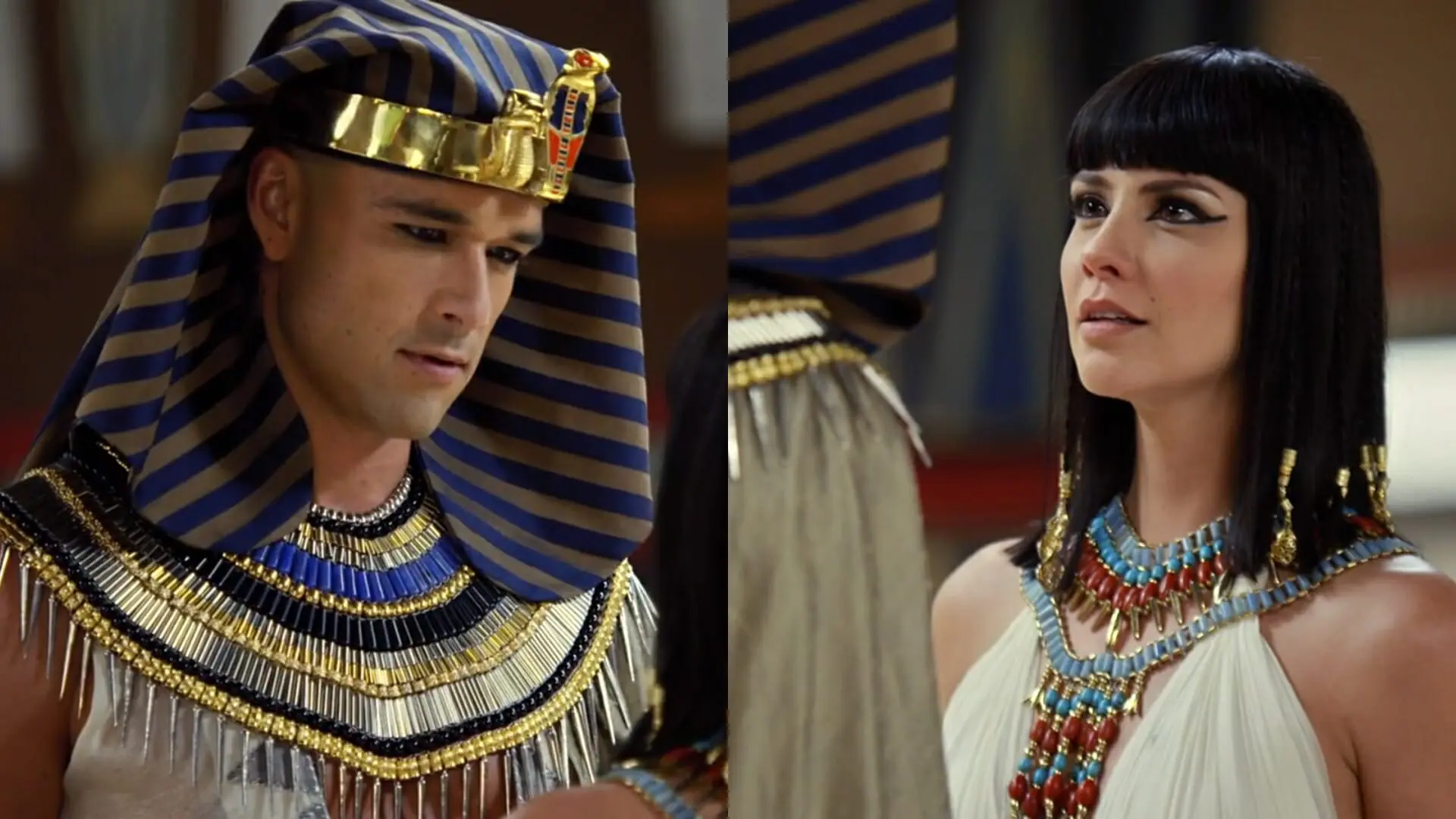 Ramsés (Sergio Marone) e Nefertari (Camila Rodrigues) de Os Dez Mandamentos