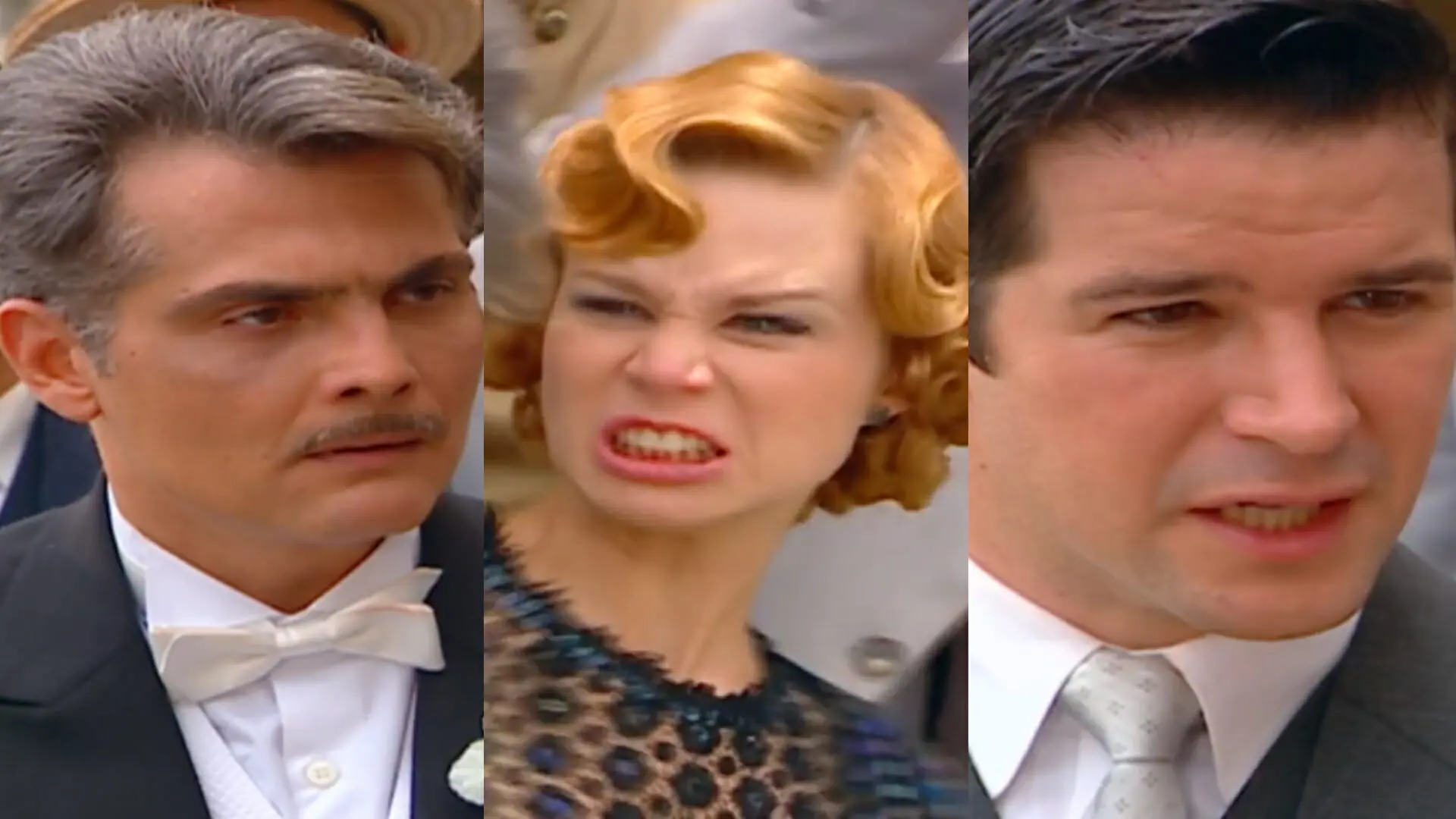 Sebastian (Tarcísio Filho), Ana Francisca (Mariana Ximenes) e Danilo (Murilo Benício) de Chocolate com Pimenta