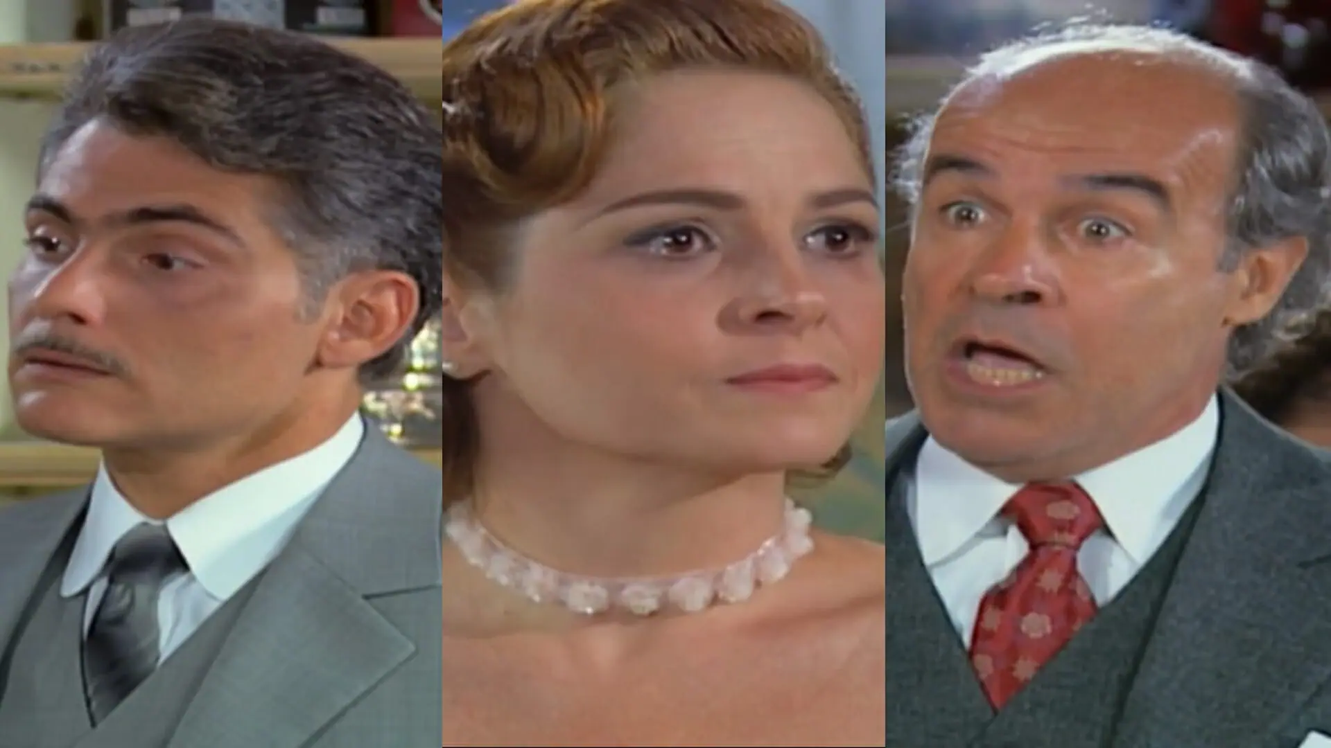 Sebastian (Tarcísio Filho), Márcia (Drica Moraes) e Margarido (Osmar Prado) de Chocolate com Pimenta