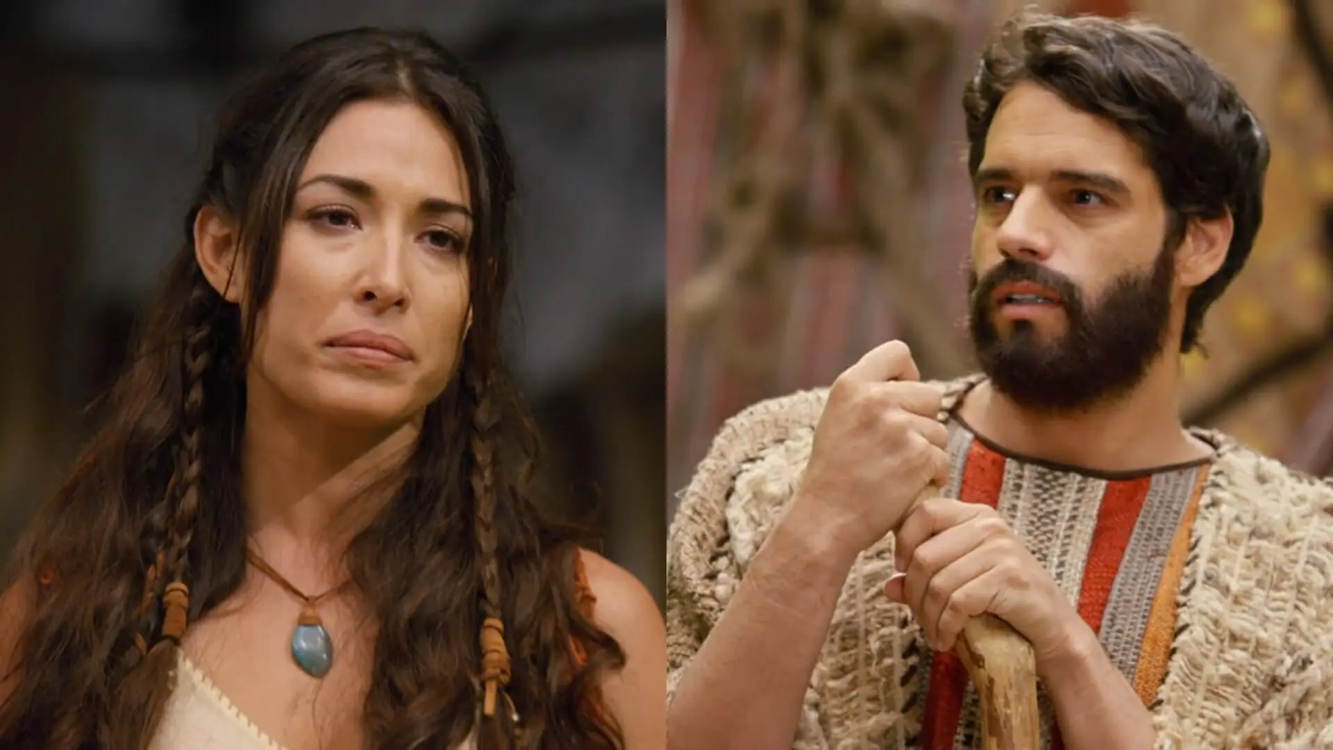 Zípora (Giselle Itié) e Moisés (Guilherme Winter) de Os Dez Mandamentos