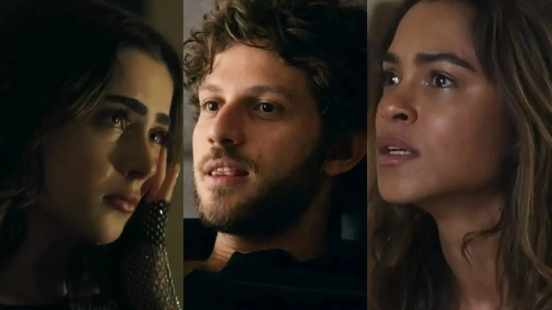 Chiara (Jade Picon), Ari (Chay Suede) e Brisa (Lucy Alves) de Travessia