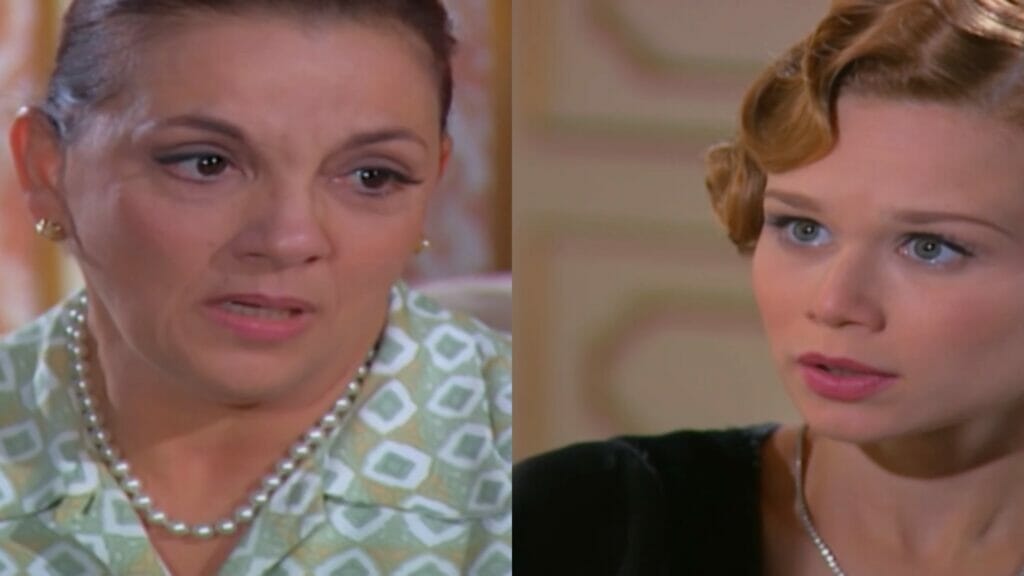 Dona Mocinha (Denise Del Vecchio) e Ana Francisca (Mariana Ximenes) de Chocolate com Pimenta