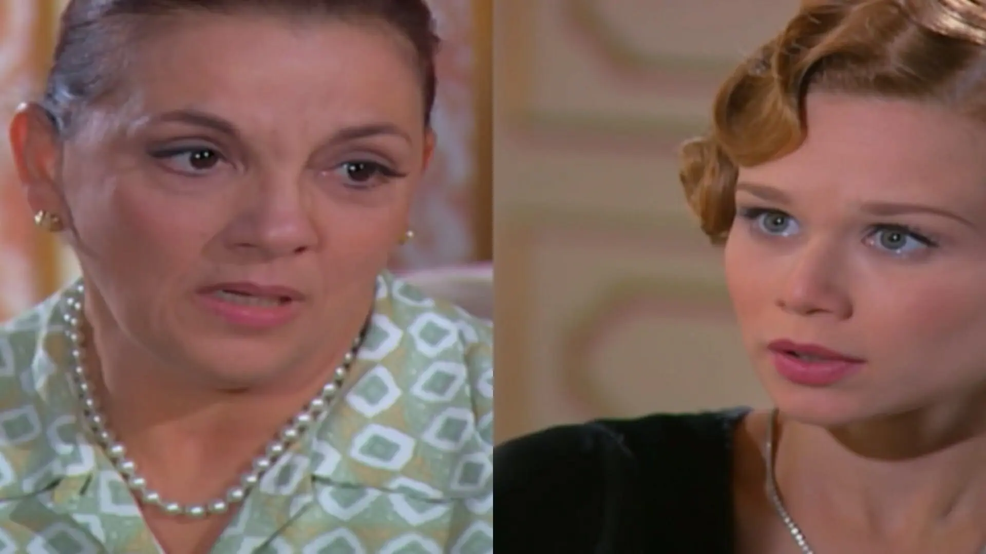 Dona Mocinha (Denise Del Vecchio) e Ana Francisca (Mariana Ximenes) de Chocolate com Pimenta