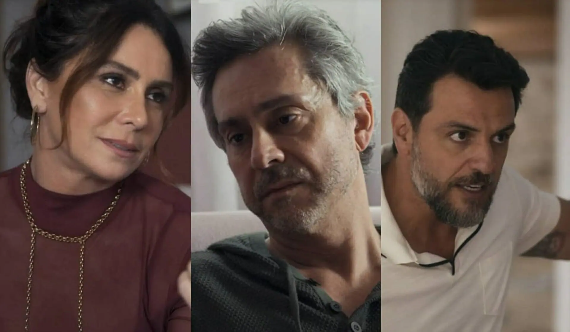 Helô (Giovanna Antonelli) Moretti (Rodrigo Lombardi) e Stenio (Alexandre Nero) de Travessia