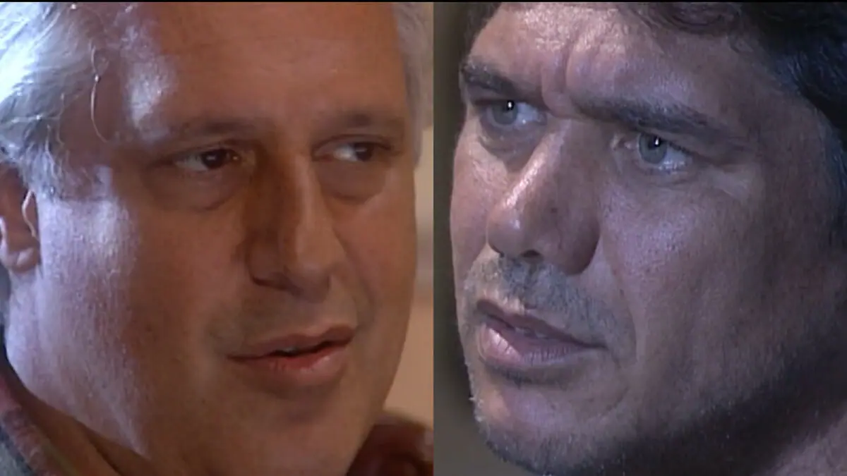 Bruno (Antonio Fagundes) e Regino (Jackson Antunes) em O Rei do Gado