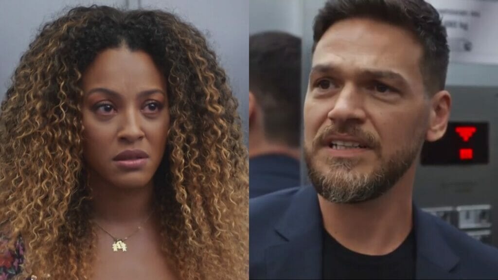 Sol (Sheron Menezzes) e Theo (Emílio Dantas) de Vai na Fé