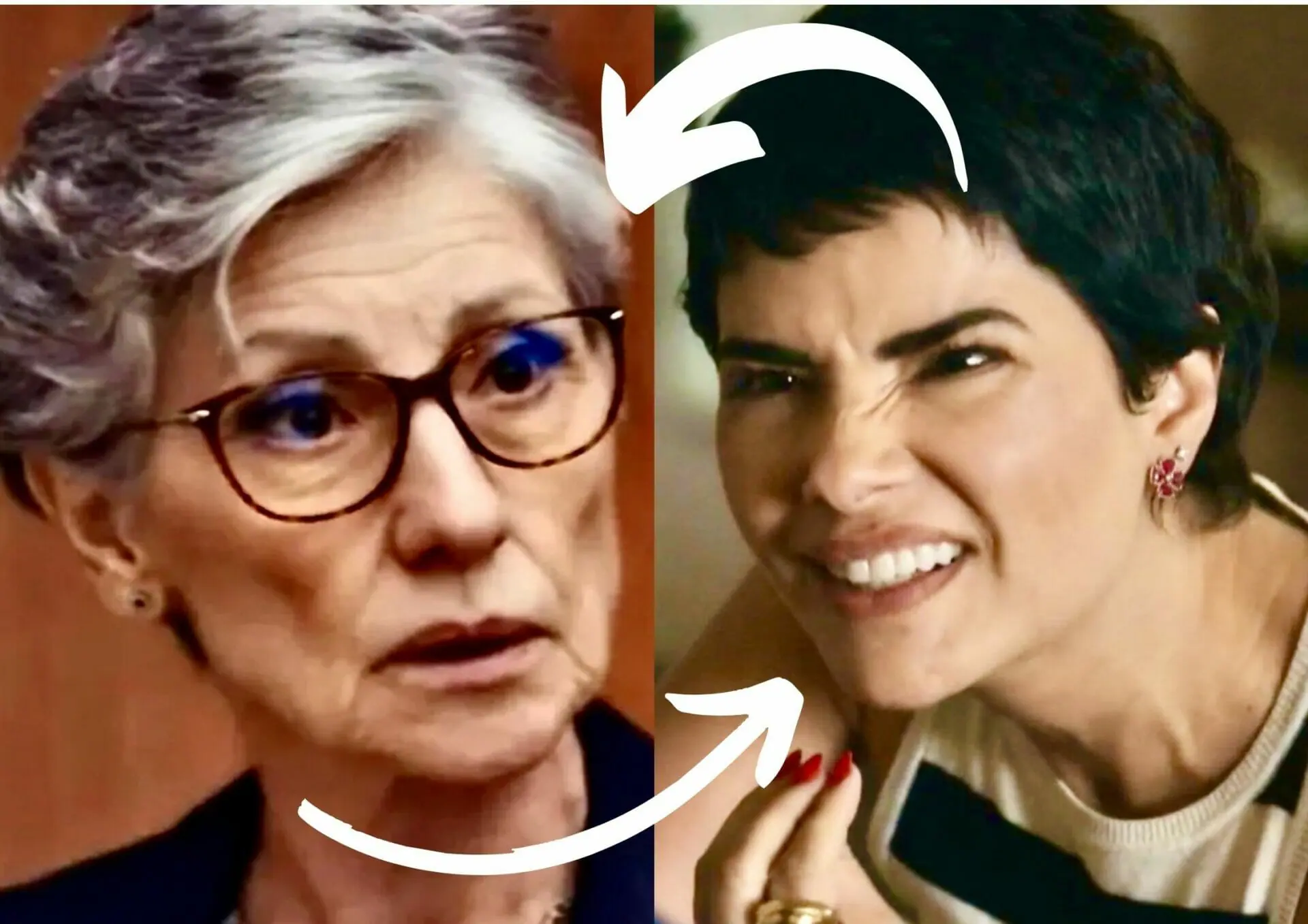 Cidália (Cássia Kis) e Leonor (Vanessa Giácomo) em Travessia