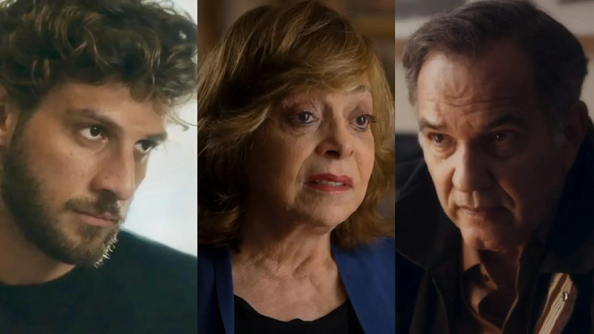 Ari (Chay Suede), Gloria Perez e Guerra (Humberto Martins) de Travessia