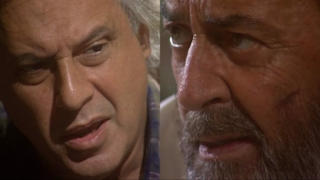 Bruno (Antonio Fagundes) e Geremias (Raul Cortez) de O Rei do Gado
