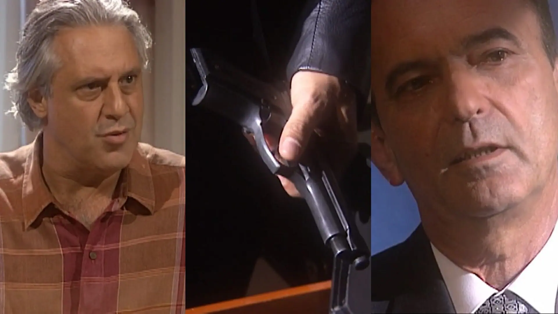 Bruno (Antonio Fagundes) e Orestes (Luiz Parreiras) de O Rei do Gado