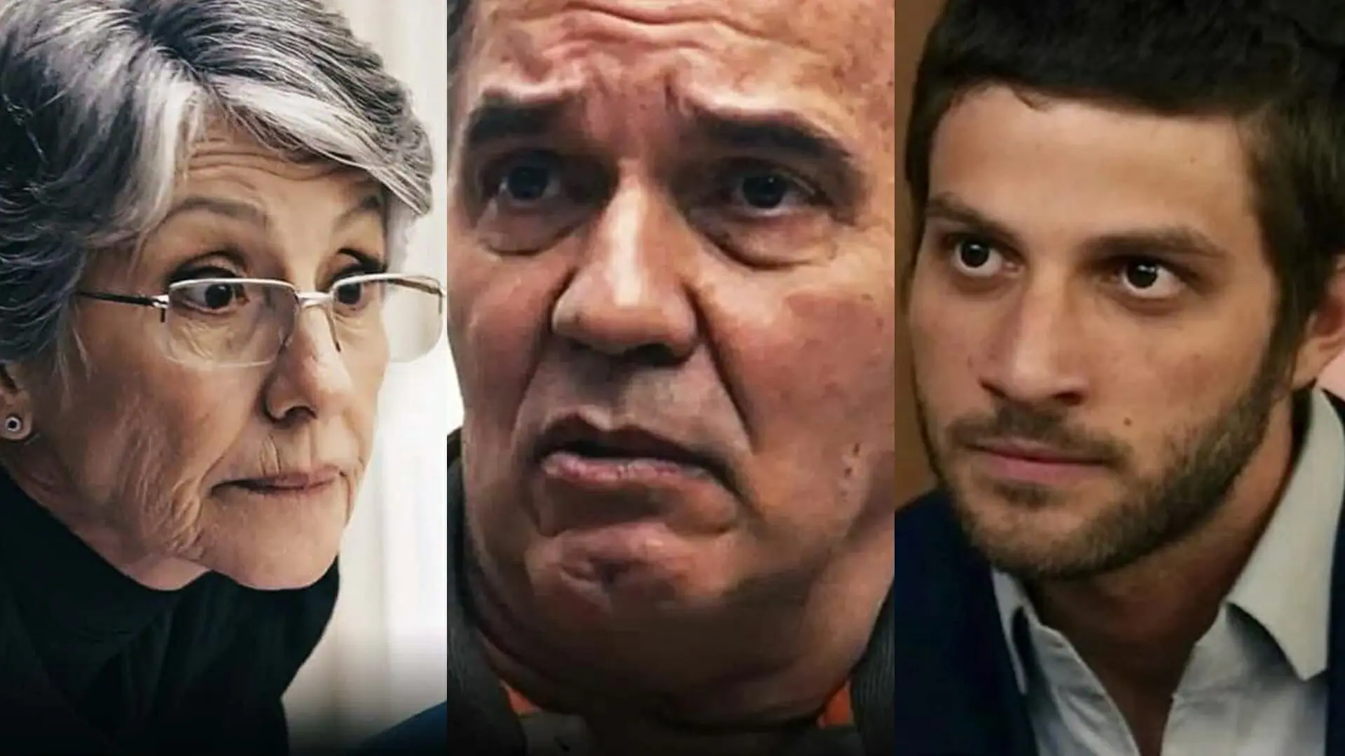 Cidália (Cássia Kis), Guerra (Humberto Martins) e Ari (Chay Suede) de Travessia