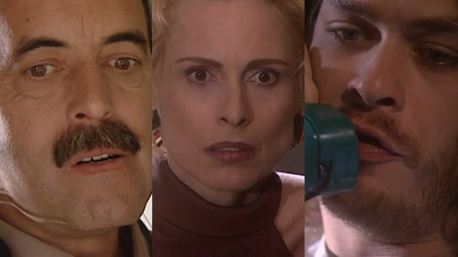 Clóvis (Amilton Monteiro), Léia (Silvia Pfeifer) e Marcos (Fábio Assunção) de O Rei do Gado