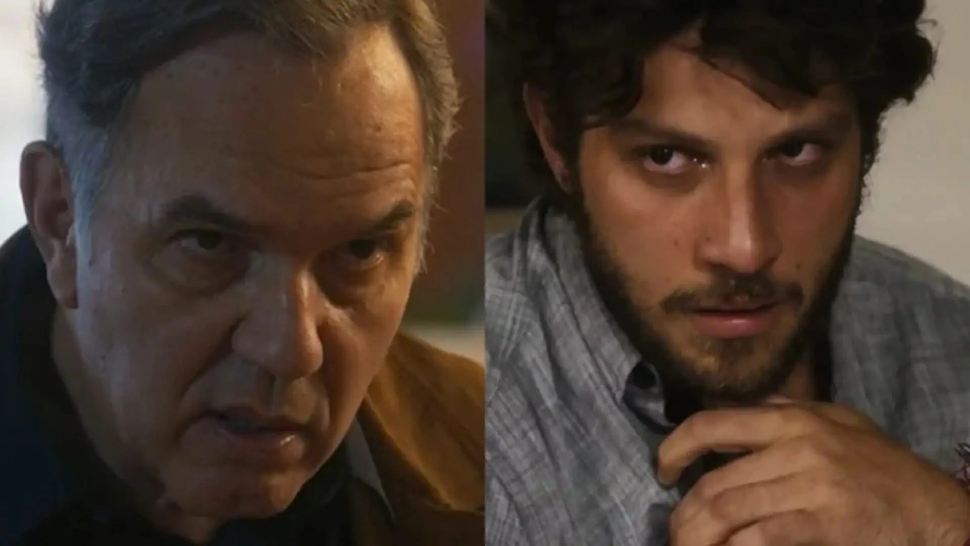 Guerra (Humberto Martins) e Ari (Chay Suede) de Travessia
