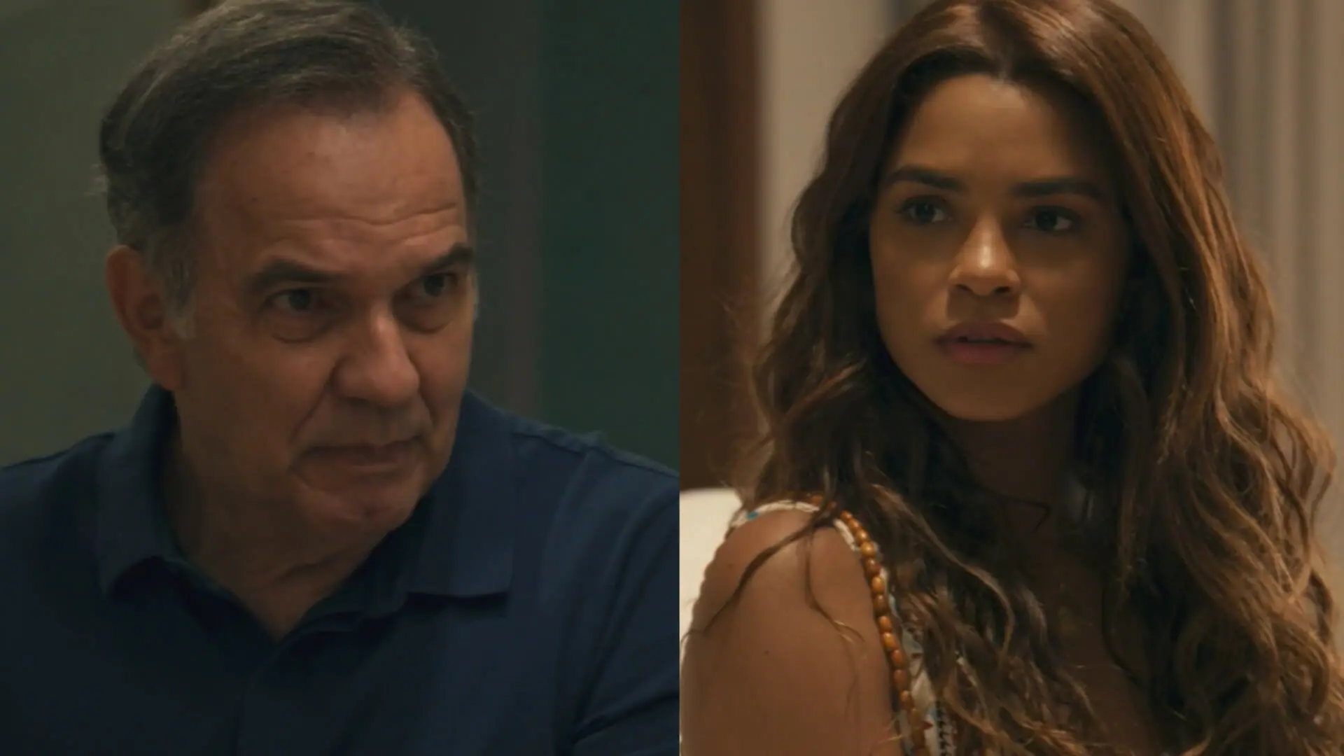 Guerra (Humberto Martins) e Brisa (Lucy Alves) em Travessia