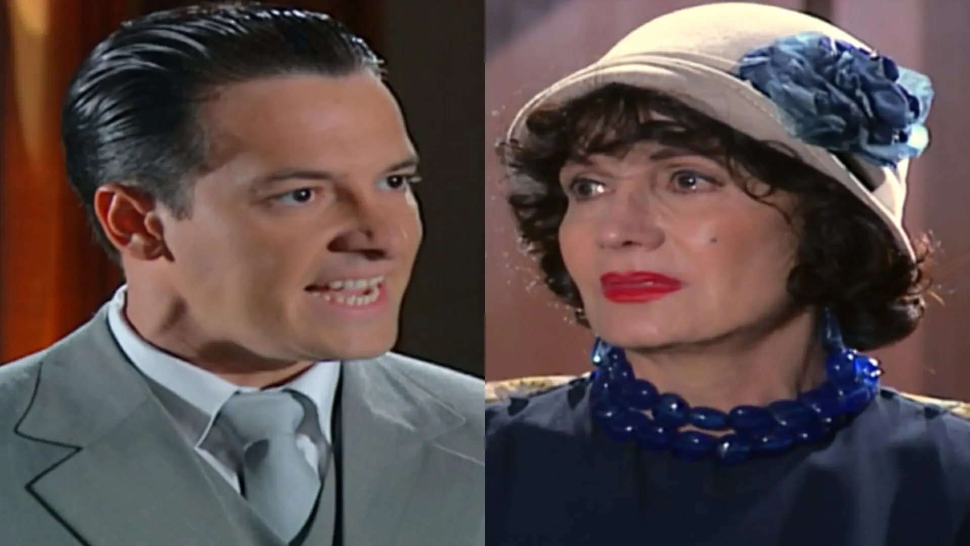Guilherme (Rodrigo Faro) e Margot (Rosamaria Murtinho) de Chocolate com Pimenta