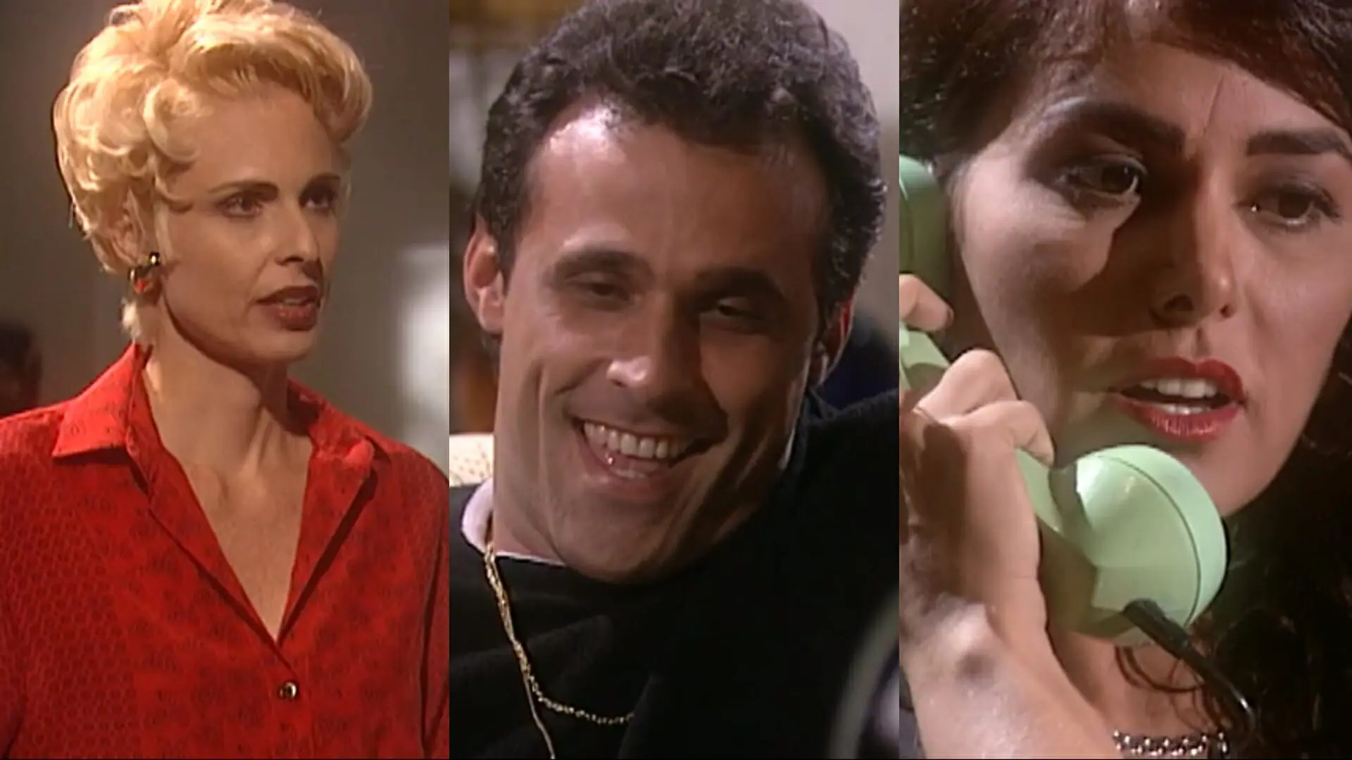 Léia (Silvia Pfeifer), Ralf (Oscar Magrini) e Suzane (Leila Lopes) de O Rei do Gado