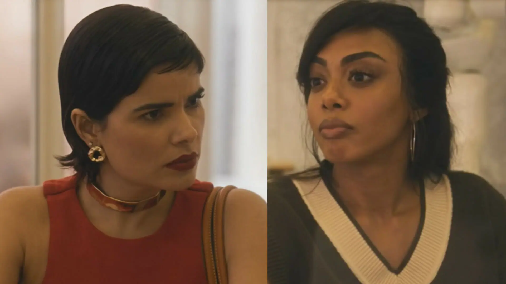 Leonor (Vanessa Giácomo) e Talita (Dandara Mariana) em Travessia