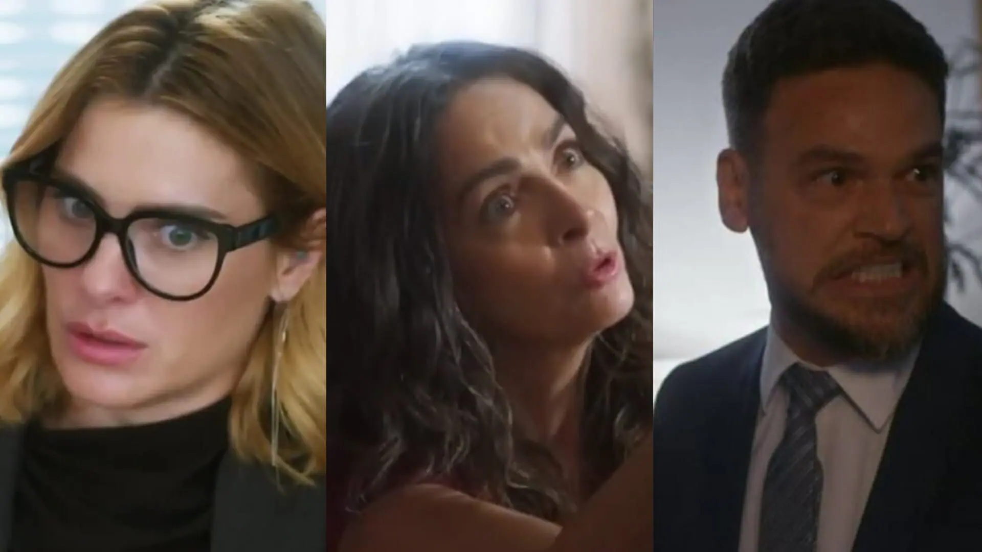 Lumiar (Carolina Dieckmann), Dora (Claudia Ohana) e Theo (Emílio Dantas) de Vai na Fé