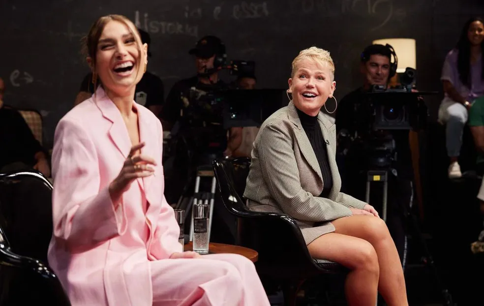 Xuxa e Sasha em gravação de Que História é Essa Porchat?