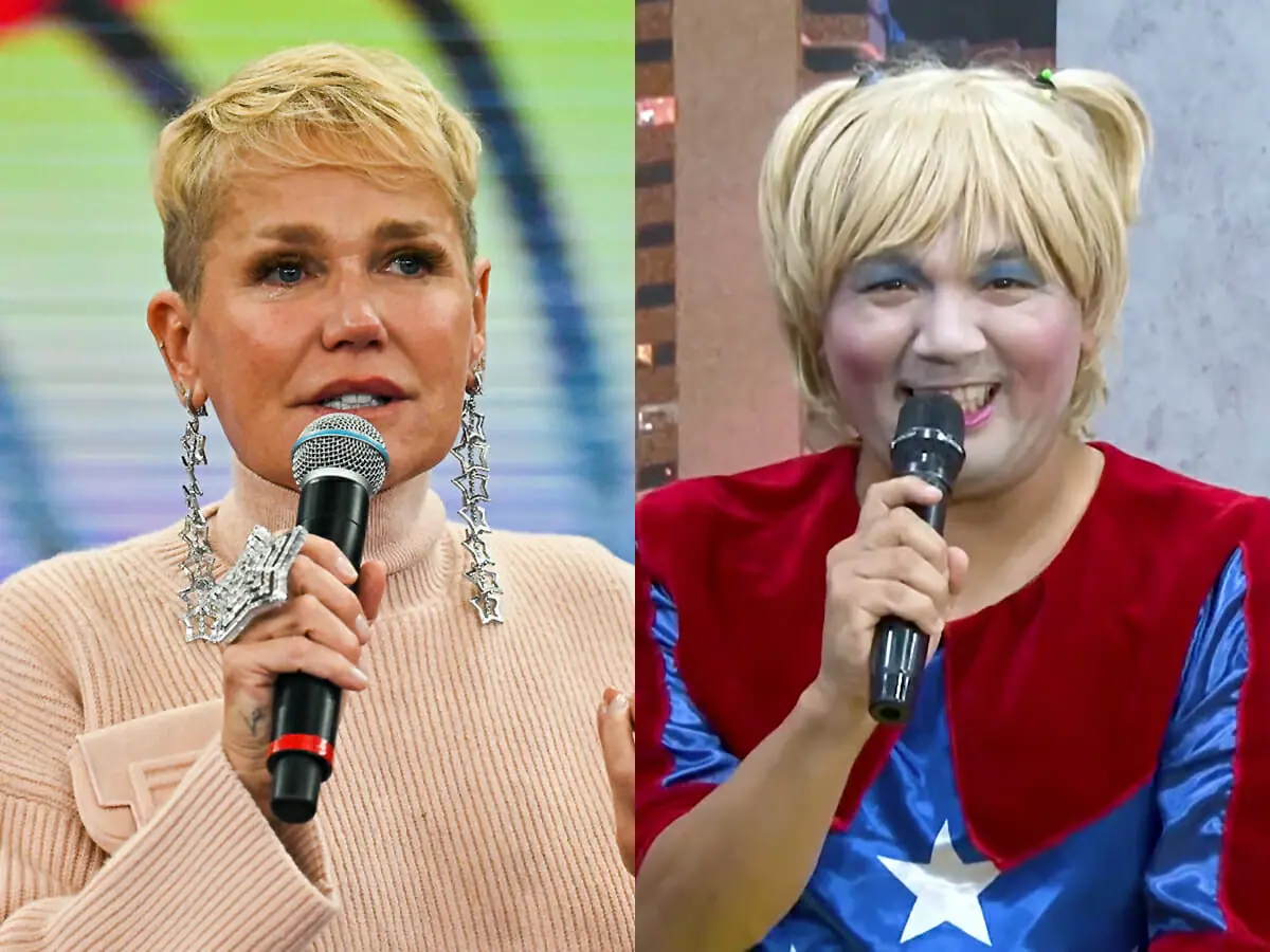 Xuxa Meneghel no Altas Horas e seu imitador, Carlos Daniel, como Xuxinha