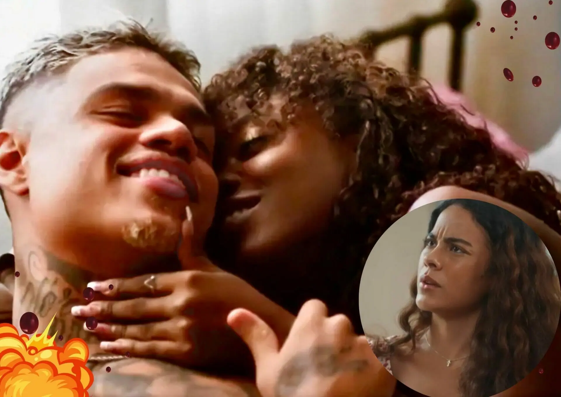 Kate (Clara Moneke), Jenifer (Bella Campos) e Hugo (MC Cabelinho) em Vai na Fé