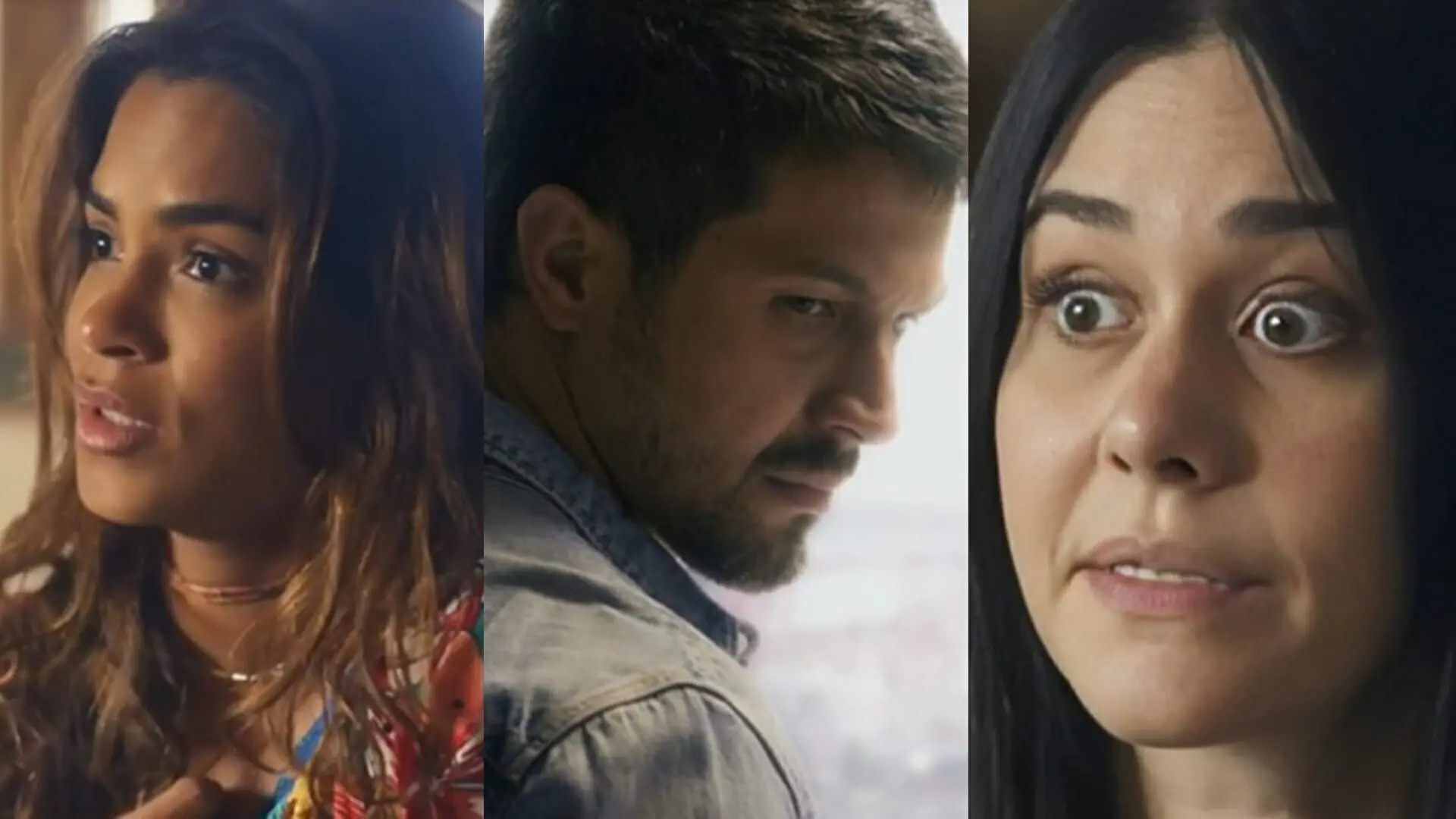 Brisa (Lucy Alves), Oto (Romulo Estrela) e Guida (Alessandra Negrini) de Travessia