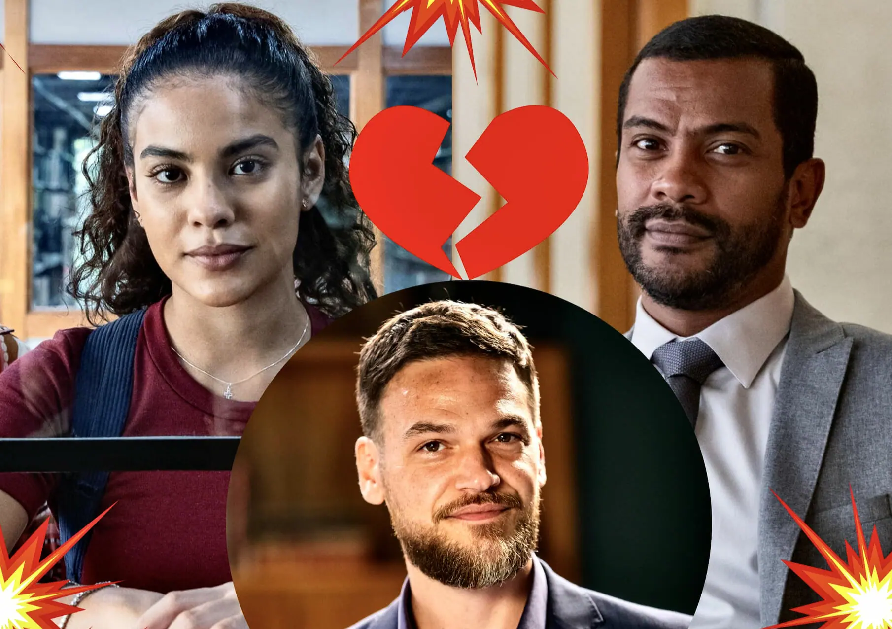 Theo (Emílio Dantas), Jenifer (Bella Campos) e Ben (Samuel de Assis) em Vai na Fé