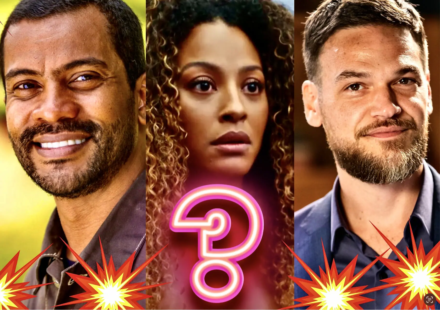 Ben (Samuel de Assis), Sol (Sheron Menezes) e Theo (Emílio Dantas) em Vai na Fé