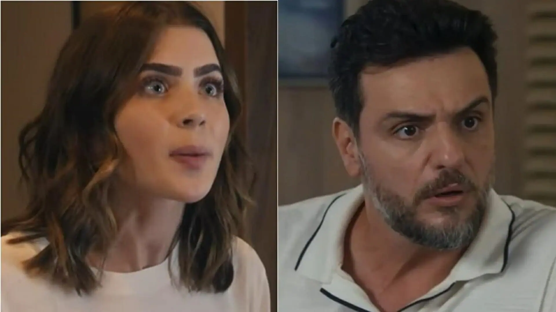 Chiara (Jade Picon) e Moretti (Rodrigo Lombardi) de Travessia