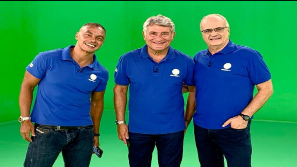 O ex-jogador Dodo, Cleber Machado e Renato Marsiglia