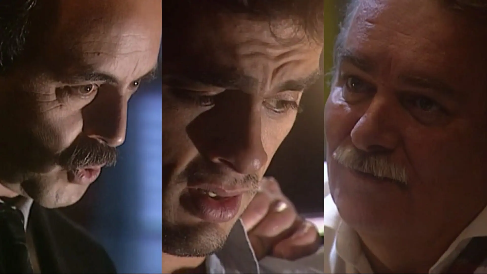 Clóvis (Amilton Monteiro), Geraldinho (Marcelo Galdino) e delegado de O Rei do Gado