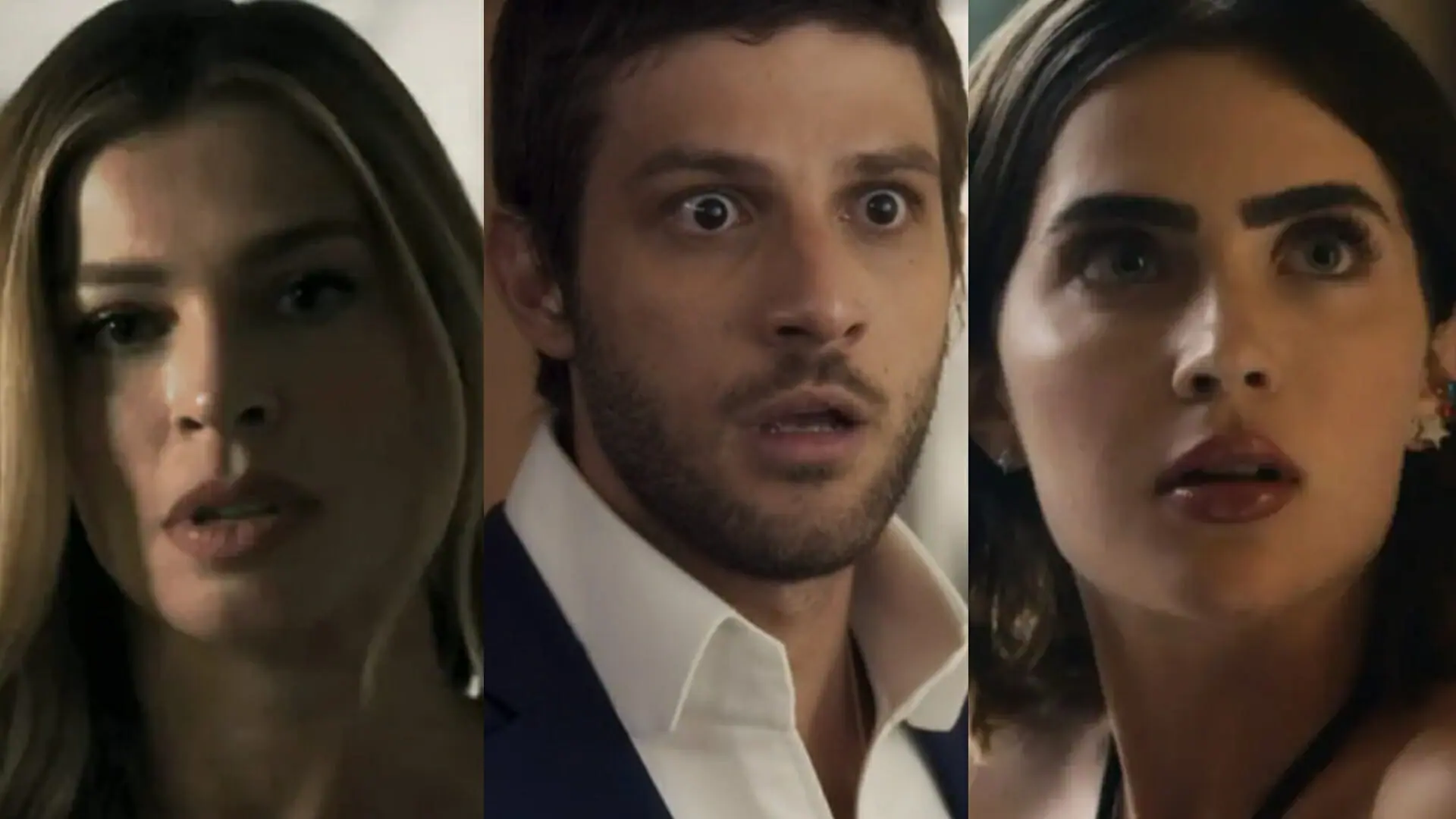 Débora (Grazi Massafera), Ari (Chay Suede) e Chiara (Jade Picon) de Travessia