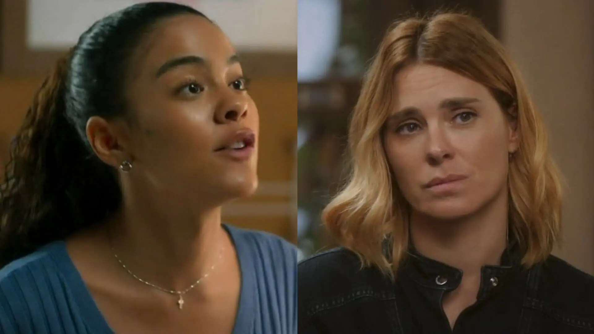 Jenifer (Bella Campos) e Lumiar (Carolina Dieckmann) em Vai na Fé