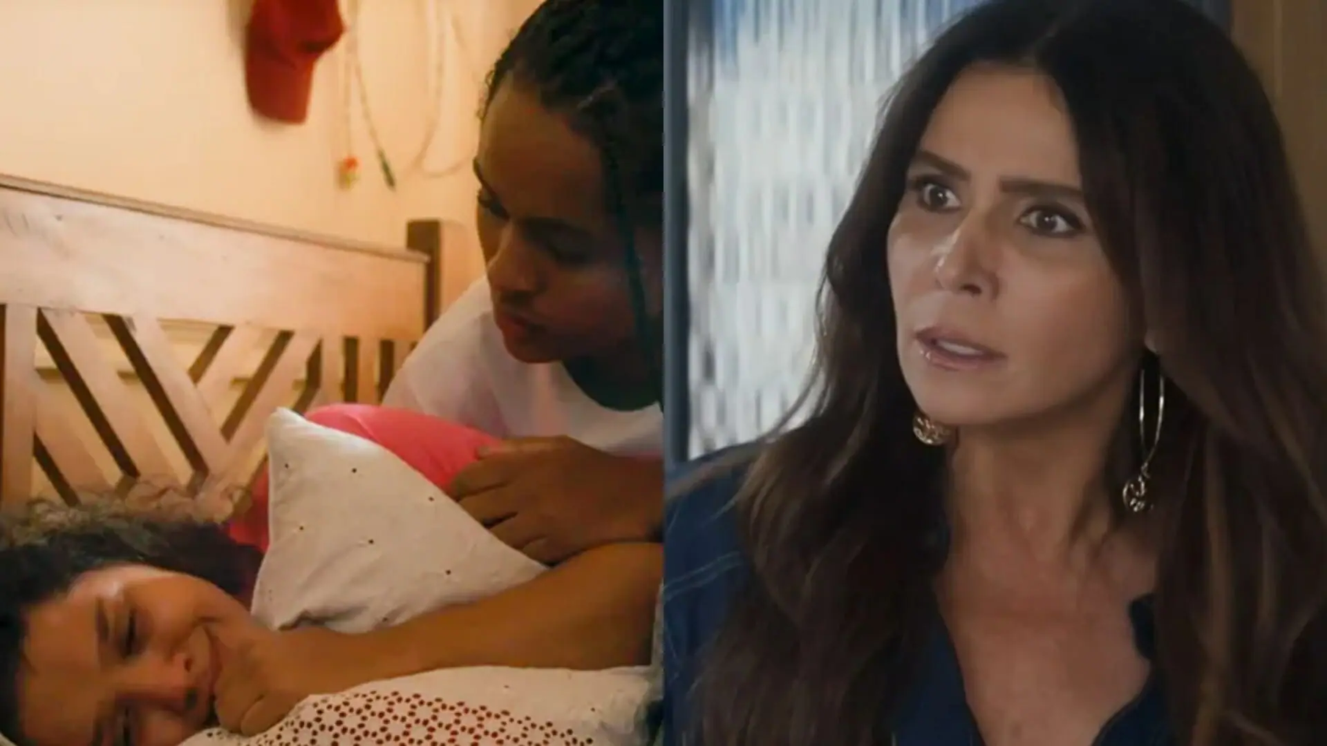 Karina (Danielle Olímpia), Isa (Duda Santos) e Helô (Giovanna Antonelli) de Travessia