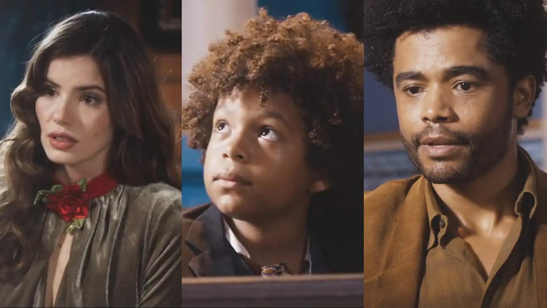 Marê (Camila Queiroz), Marcelino (Levi Asaf) e Orlando (Diogo Almeida) de Amor Perfeito