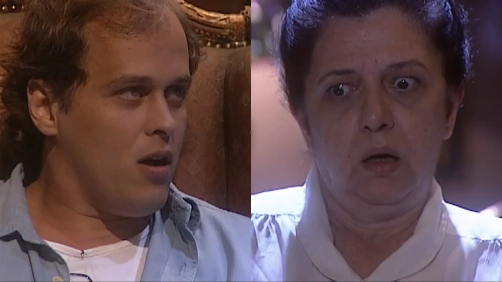Otávio (Guilherme Fontes) e Judite (Walderez de Barros) de O Rei do Gado